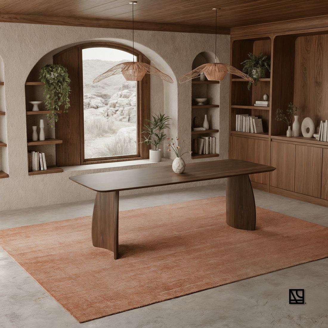 The same Anastasia table in a lifestyle photo, squared and branded